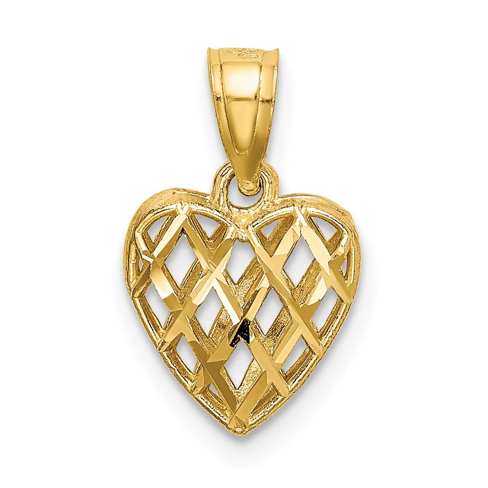 Million Charms 14K Yellow Gold Themed Polished 3-D Heart Pendant