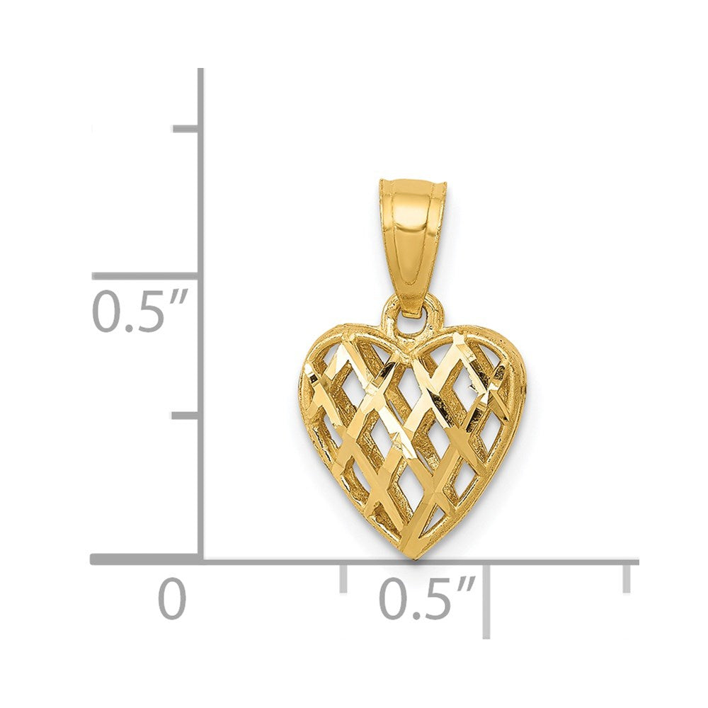 Million Charms 14K Yellow Gold Themed Polished 3-D Heart Pendant