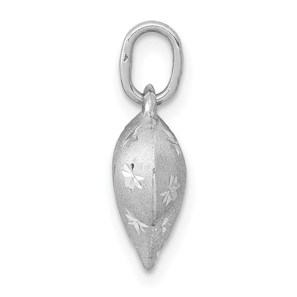 Million Charms 14K White Gold Themed Satin & Diamond Cut Puffed Heart Pendant