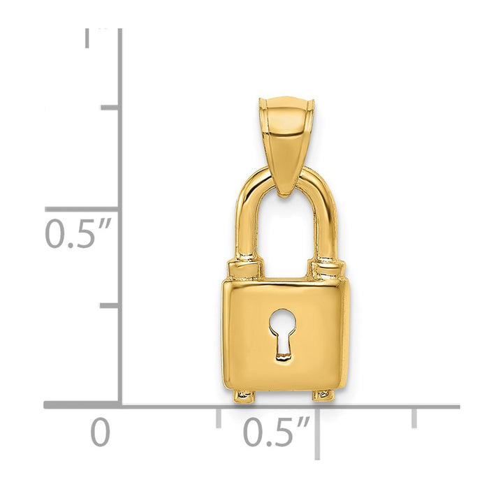 Million Charms 14K Yellow Gold Themed Polished Lock Charm