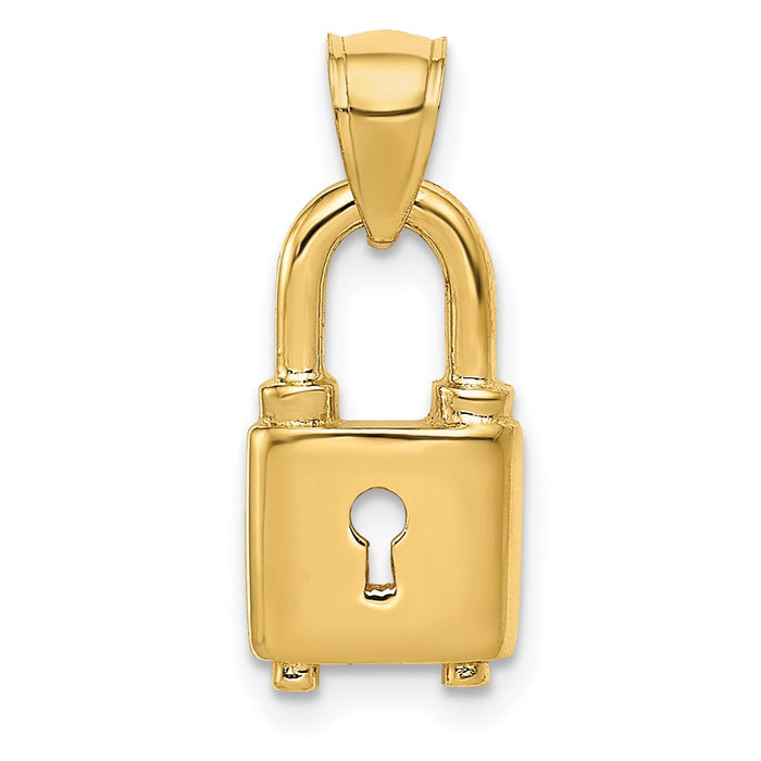 Million Charms 14K Yellow Gold Themed Polished Lock Charm