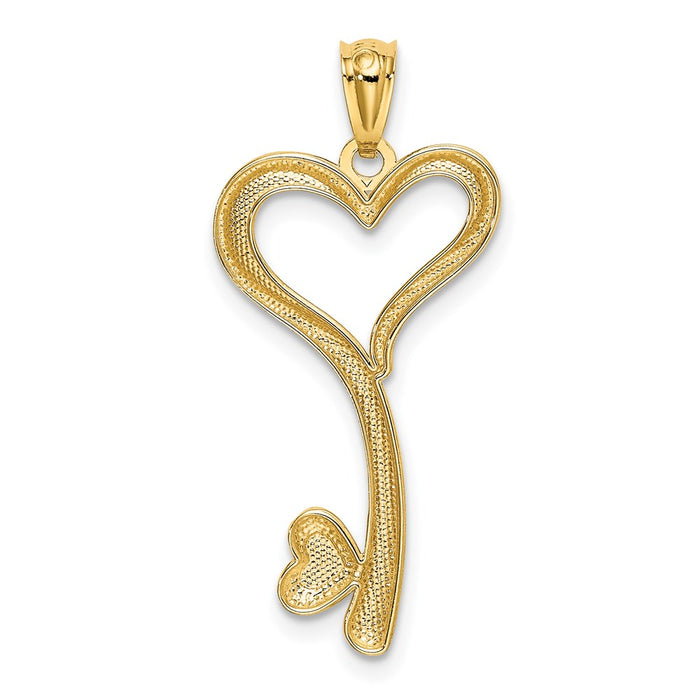 Million Charms 14K Yellow Gold Themed With Rhodium-plated Polished Diamond-Cut Heart Key Charm