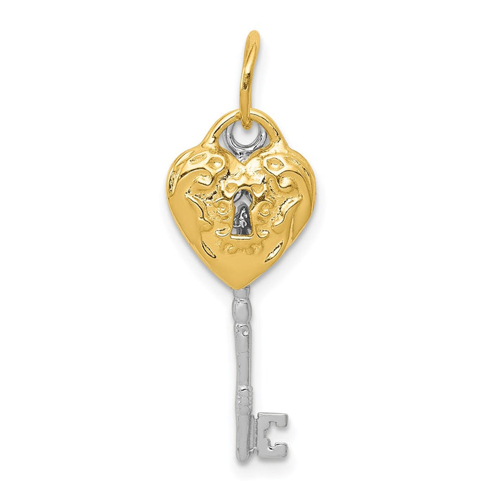 Million Charms 14K Two-Tone Polished Heart, Key Pendant