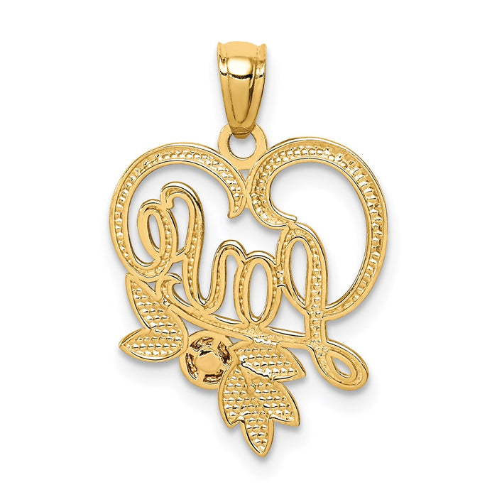 Million Charms 14K Yellow & Rose With Rhodium-plated Diamond-Cut Love In Heart With Rose Pendant