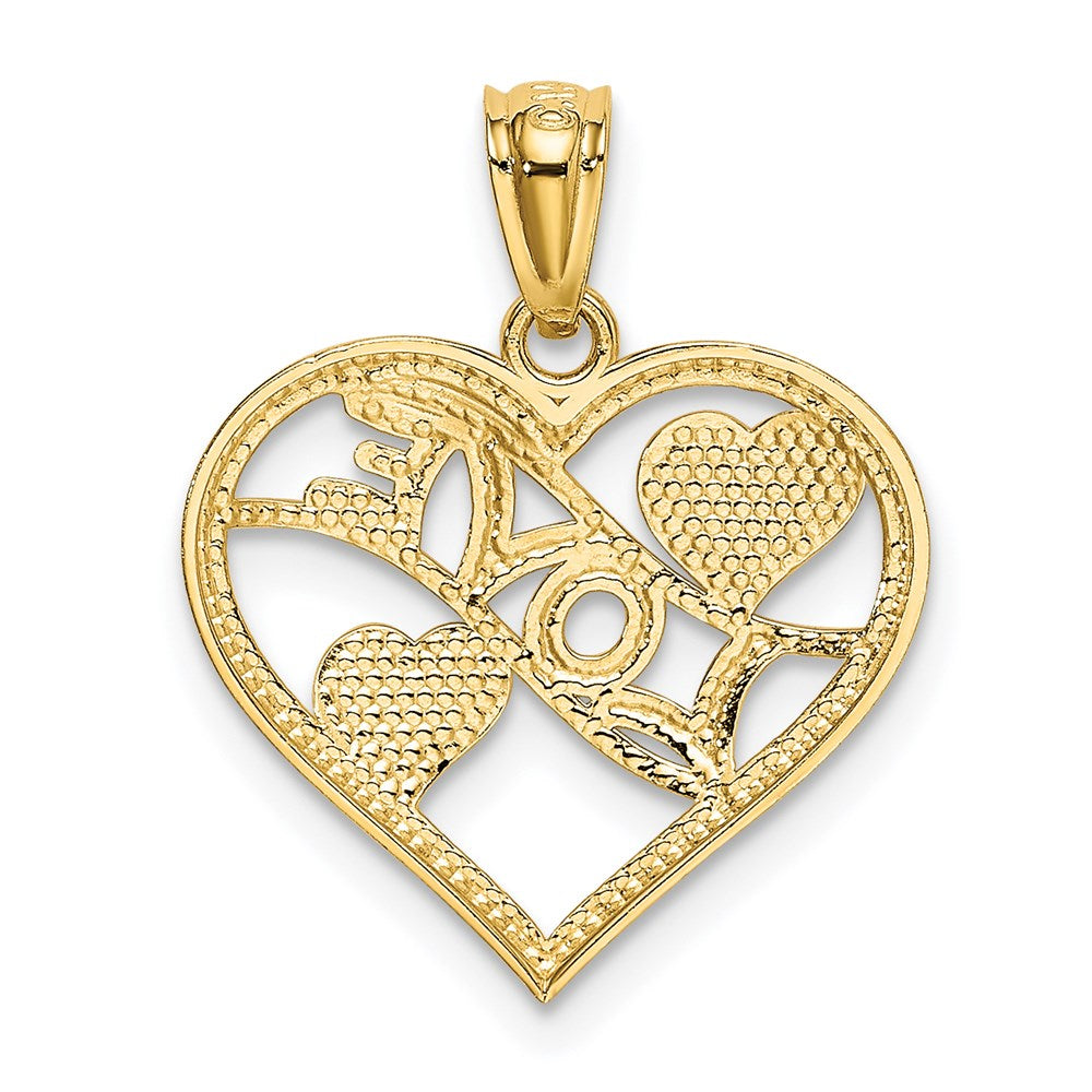 Million Charms 14K Yellow Gold Themed Polished Love & Hearts In Heart Pendant