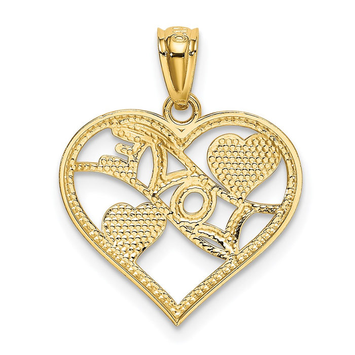 Million Charms 14K Yellow Gold Themed Polished Love & Hearts In Heart Pendant