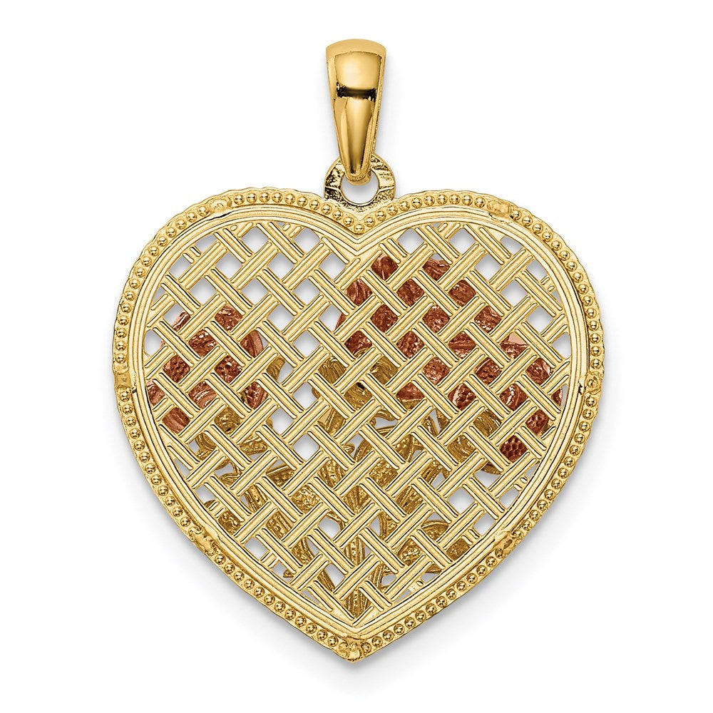 Million Charms 14K Two-Tone Polished Flowers In Heart Pendant