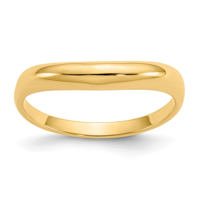 14k Yellow Gold Polished Stackable Wave Ring, Size: 6.75