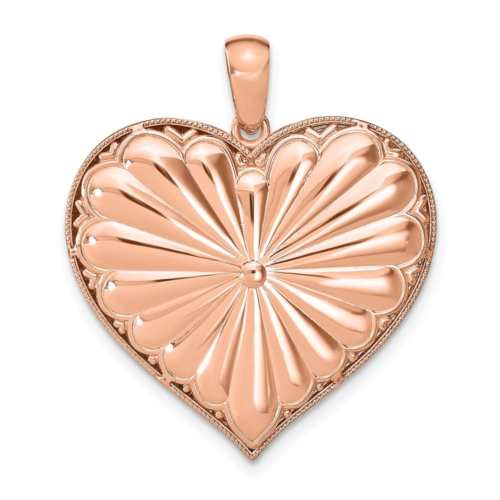 Million Charms 14K Two-Tone Polished Reversible Gears Inside Heart Pendant