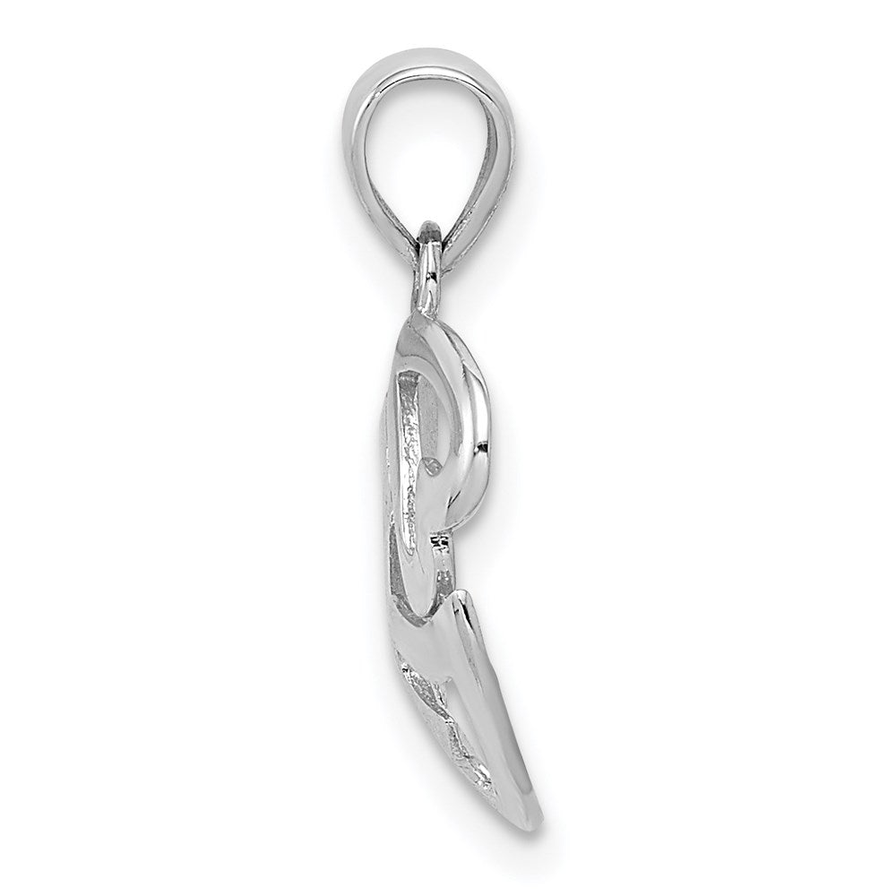 Million Charms 14K White Gold Themed Polished Cut-Out 3-Heart Pendant