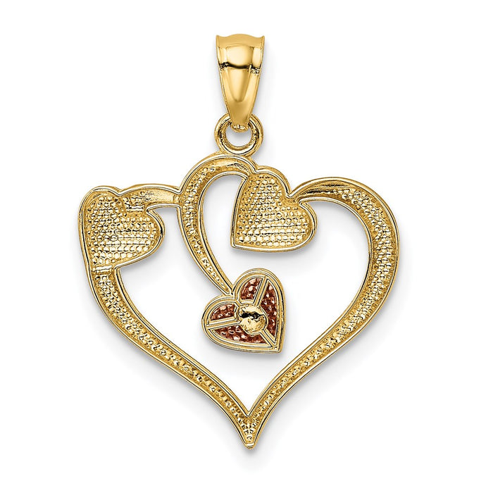 Million Charms 14K Two-Tone & White Rhodium-plated Polished Hearts Pendant