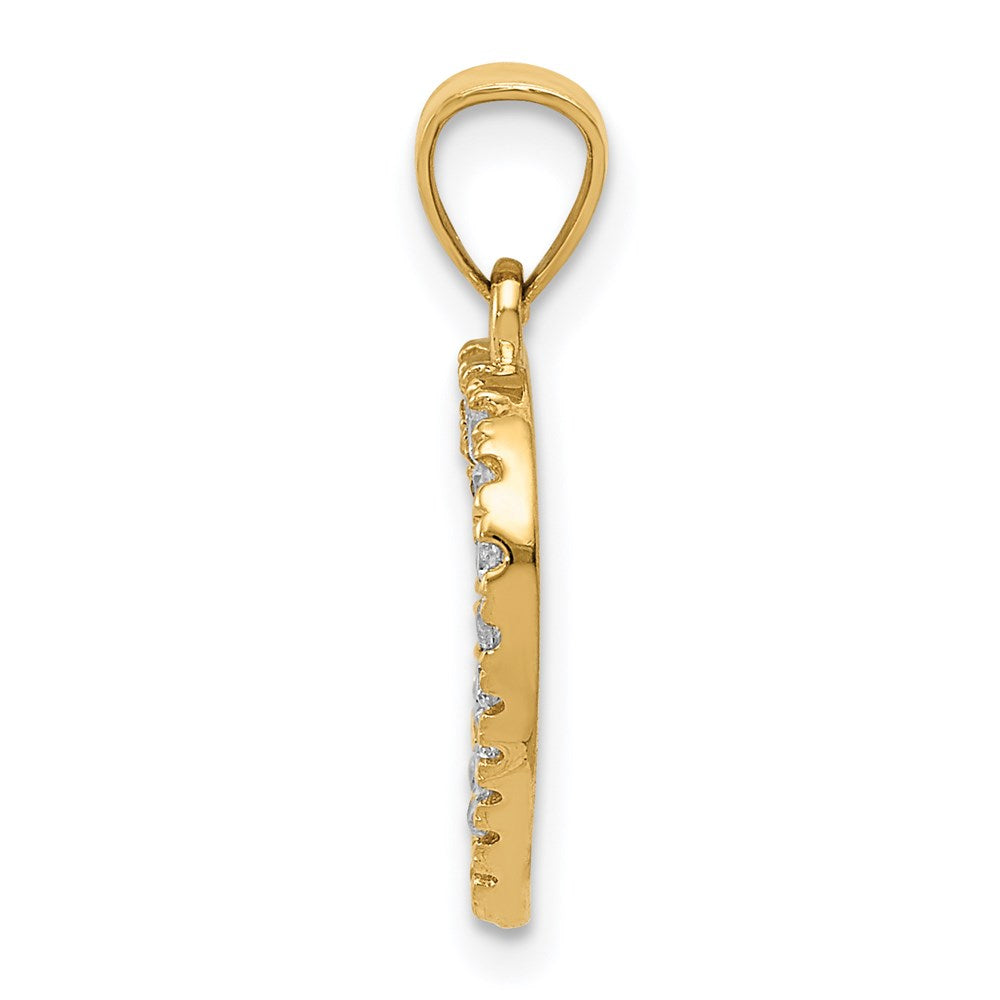 Million Charms 14K Yellow Gold Themed With Rhodium-plated (Cubic Zirconia) CZ I Heart You Pendant