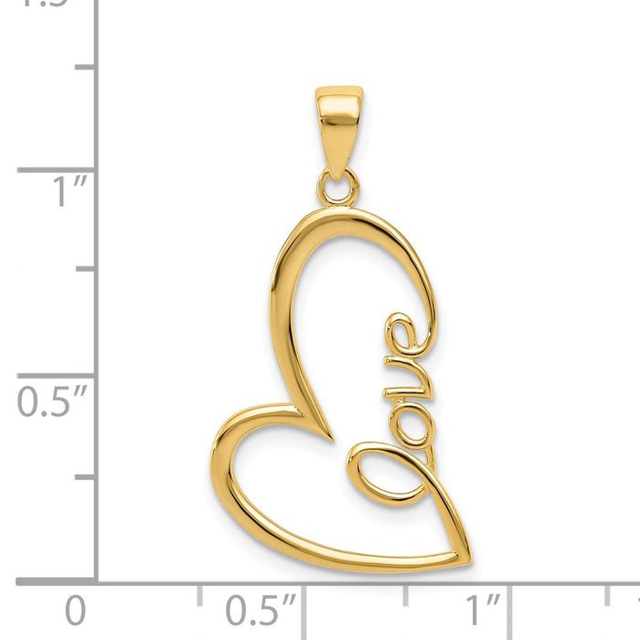 Million Charms 14K Yellow Gold Themed Gold Themed Polished Love Heart Pendant
