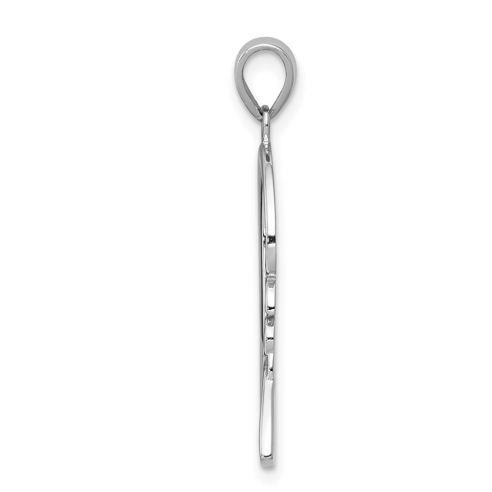 Million Charms 14K White Gold Themed Polished Love Heart Pendant