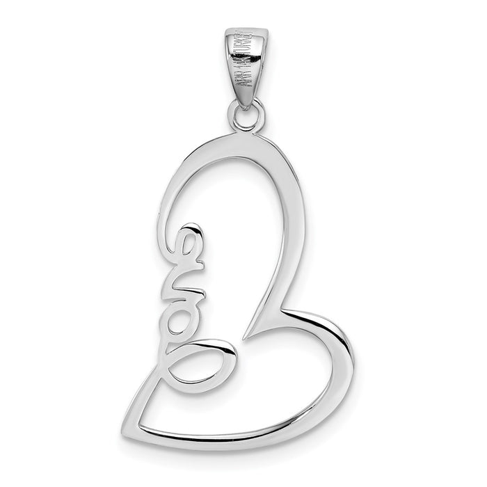 Million Charms 14K White Gold Themed Polished Love Heart Pendant