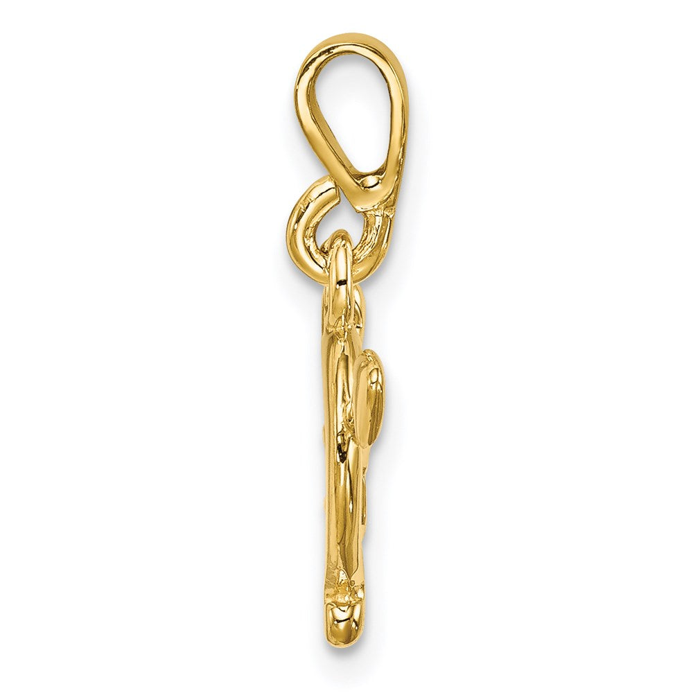 Million Charms 14K Yellow Gold Themed Gold Themed Polished Bow & Arrow Pendant