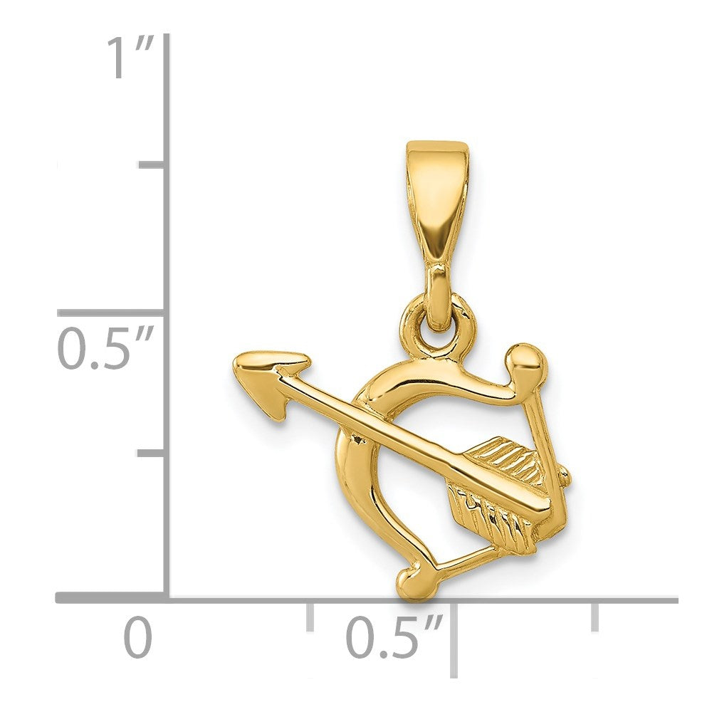 Million Charms 14K Yellow Gold Themed Gold Themed Polished Bow & Arrow Pendant