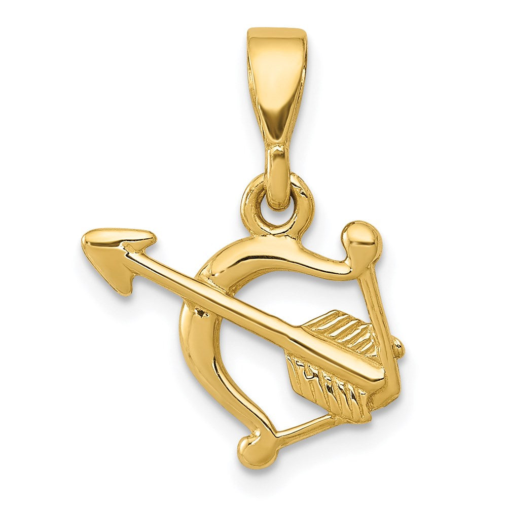 Million Charms 14K Yellow Gold Themed Gold Themed Polished Bow & Arrow Pendant