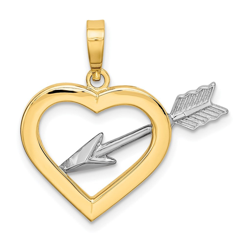 Million Charms 14K Yellow Gold Themed With Rhodium-plated Heart & Arrow Pendant