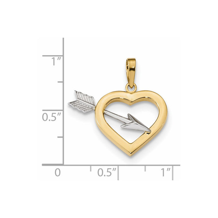 Million Charms 14K Yellow Gold Themed With Rhodium-plated Heart & Arrow Pendant