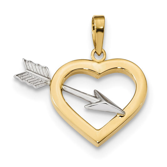 Million Charms 14K Yellow Gold Themed With Rhodium-plated Heart & Arrow Pendant