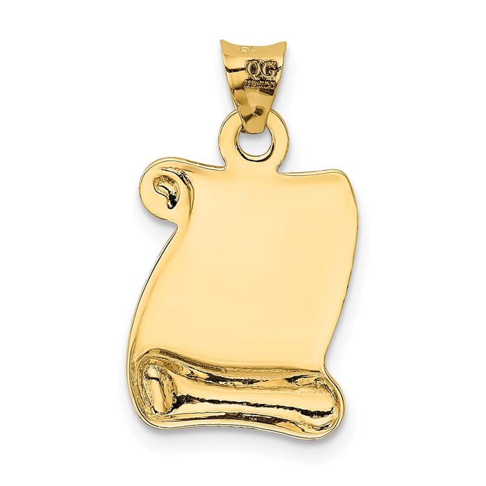 Million Charms 14K Yellow Gold Themed Polished/Textured I Love You Pendant