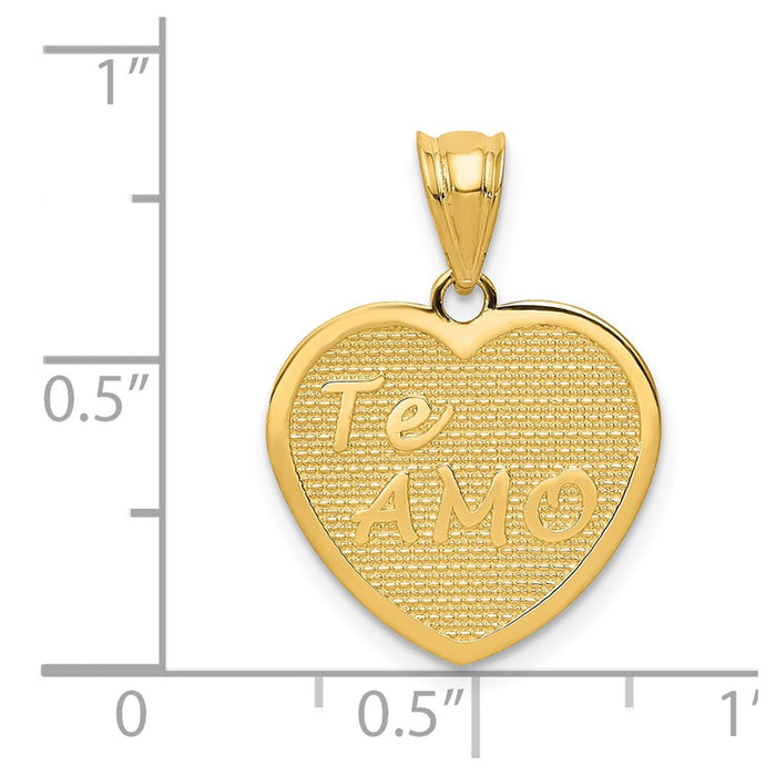 Million Charms 14K Yellow Gold Themed Polished Te Amo Heart Pendant