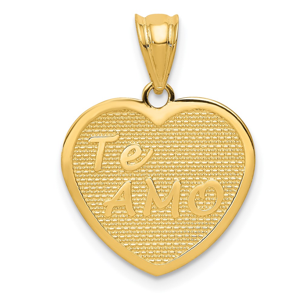 Million Charms 14K Yellow Gold Themed Polished Te Amo Heart Pendant