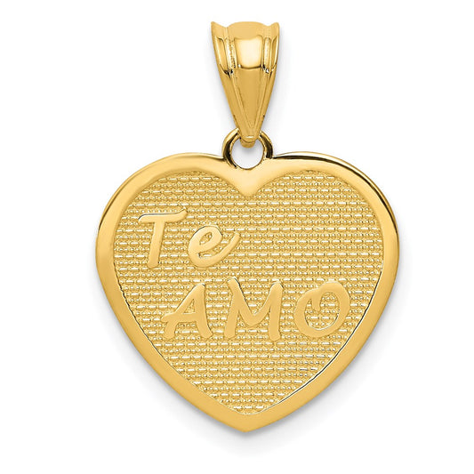 Million Charms 14K Yellow Gold Themed Polished Te Amo Heart Pendant