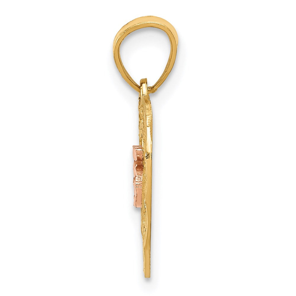 Million Charms 14K Yellow Gold Themed Two-Tone Diamond-Cut 15 Pendant