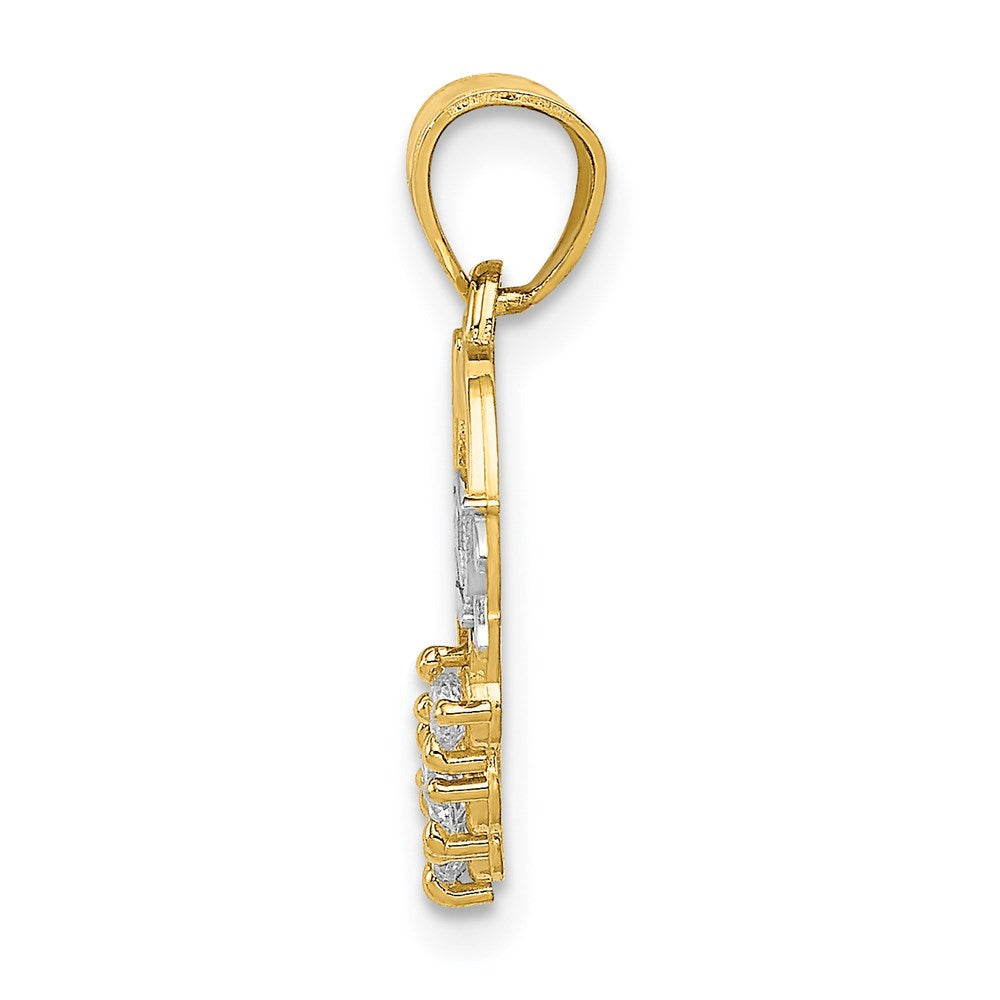 Million Charms 14K Yellow Gold Themed With Rhodium-plated (Cubic Zirconia) CZ #1 Mother Heart Pendant