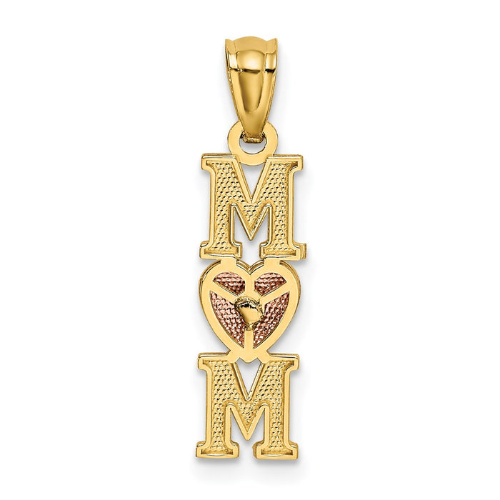 Million Charms 14K Yellow & Rose Satin & Polished Mom With Heart Pendant