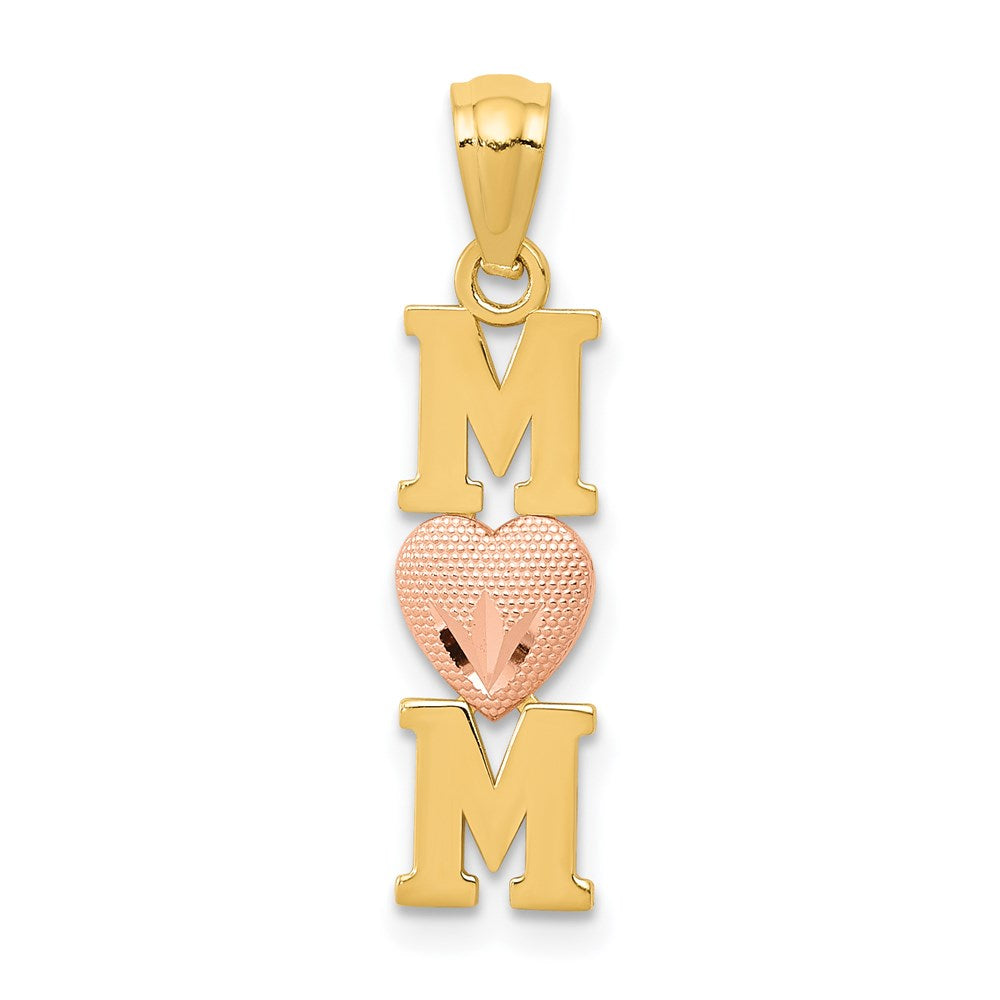 Million Charms 14K Yellow & Rose Satin & Polished Mom With Heart Pendant