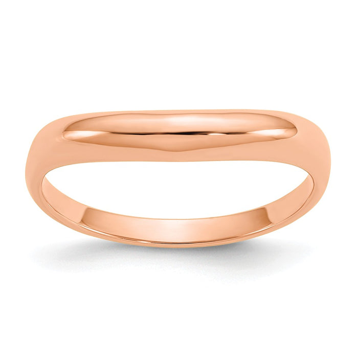 14k Rose Gold Polished Stackable Wave Ring, Size: 7
