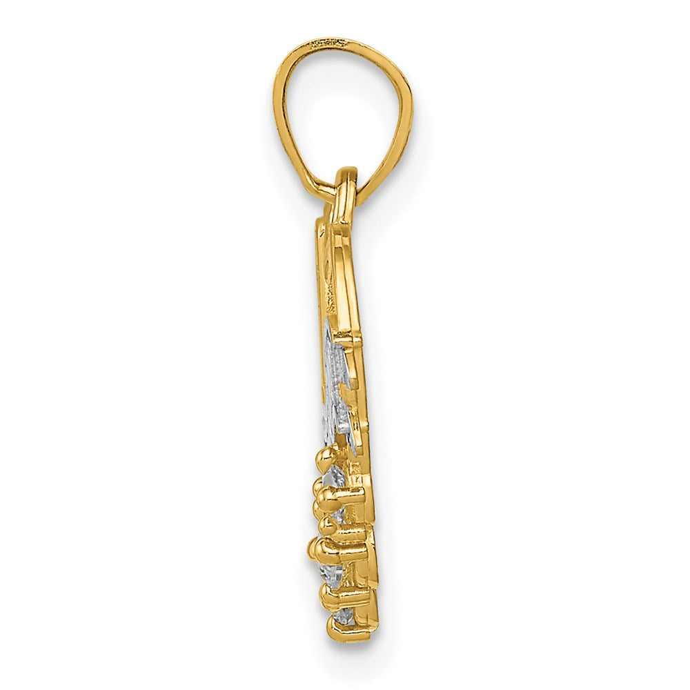 Million Charms 14K Yellow Gold Themed With Rhodium-plated (Cubic Zirconia) CZ #1 Grandma Heart Pendant