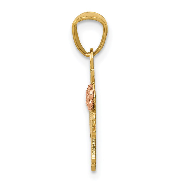 Million Charms 14K Yellow & Rose Diamond-Cut #1 Grandma With Rose Pendant