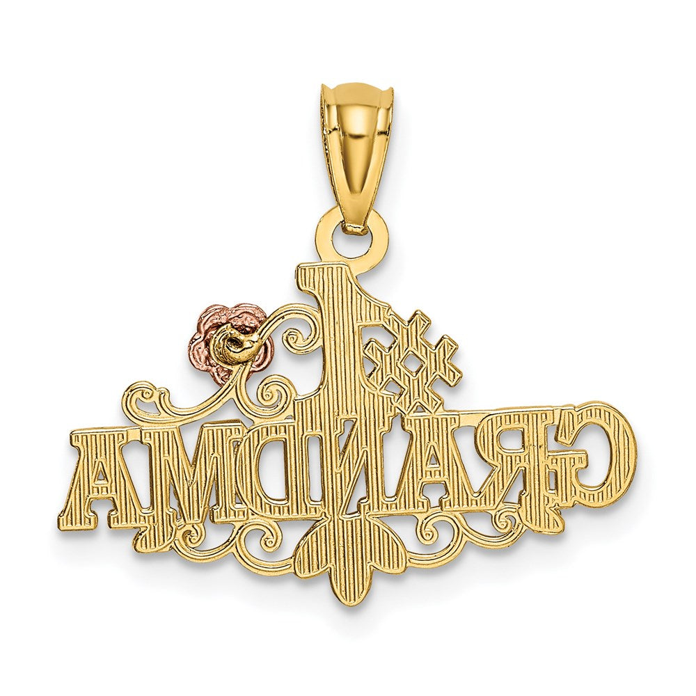 Million Charms 14K Yellow & Rose Diamond-Cut #1 Grandma With Rose Pendant