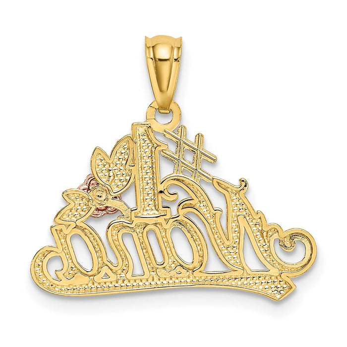 Million Charms 14K Yellow & Rose With Rhodium-plated Dc #1 Nana With Rose Pendant