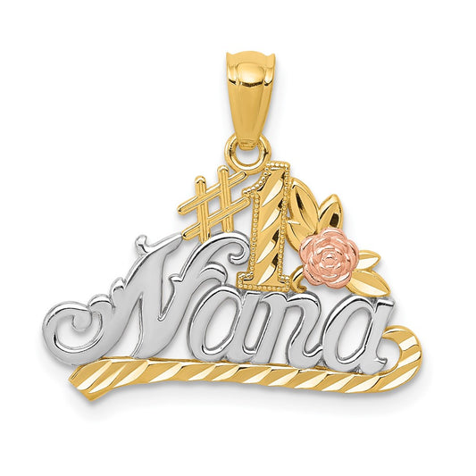 Million Charms 14K Yellow & Rose With Rhodium-plated Dc #1 Nana With Rose Pendant