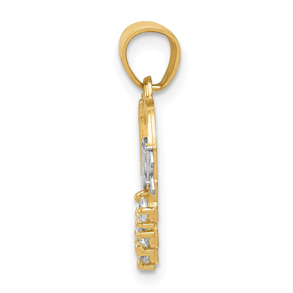 Million Charms 14K Yellow Gold Themed With Rhodium-plated (Cubic Zirconia) CZ #1 Daughter Heart Pendant
