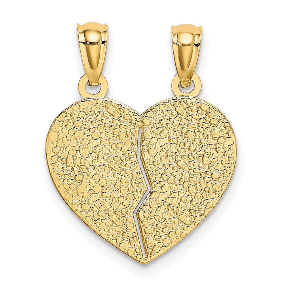 Million Charms 14K Yellow Gold Themed Satin & Polished Daughter Mom Break Apart Heart Pendant