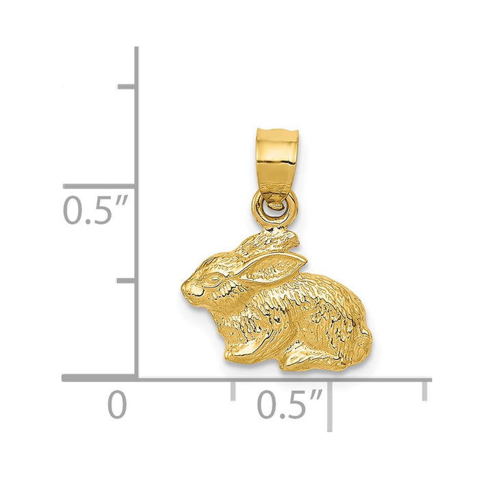 Million Charms 14K Yellow Gold Themed Polished Rabbit Pendant