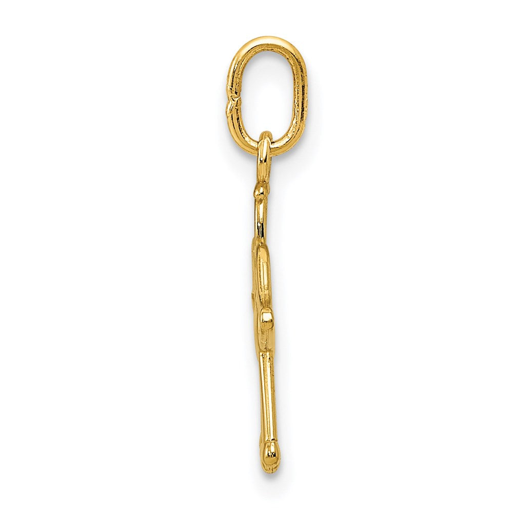 Million Charms 14K Yellow Gold Themed Polished Small Angel With Heart Pendant