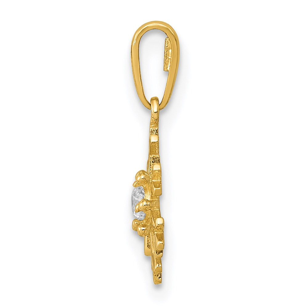 Million Charms 14K Yellow Gold Themed Polished (Cubic Zirconia) CZ Snowflake Charm