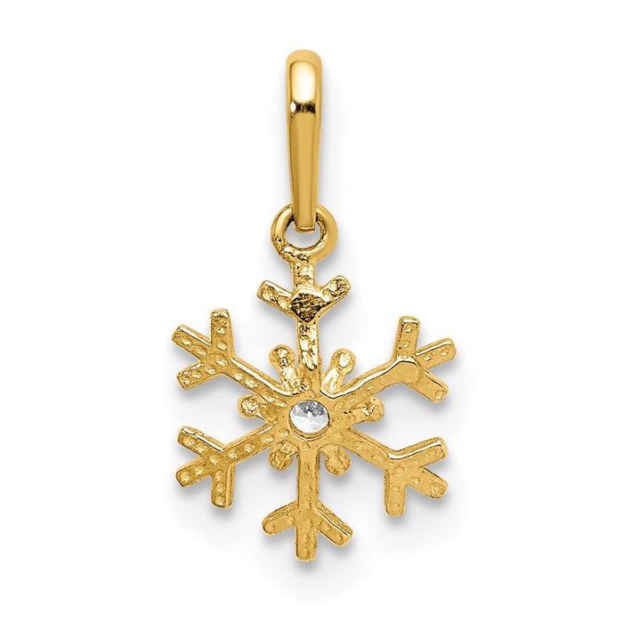 Million Charms 14K Yellow Gold Themed Polished (Cubic Zirconia) CZ Snowflake Charm