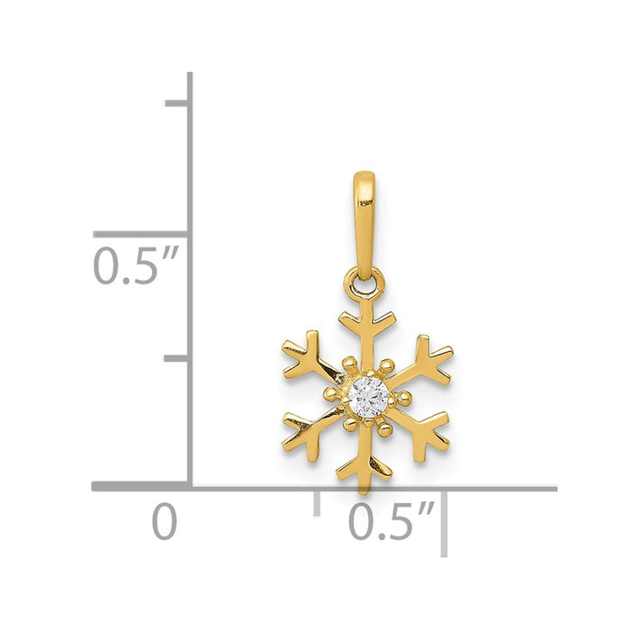 Million Charms 14K Yellow Gold Themed Polished (Cubic Zirconia) CZ Snowflake Charm
