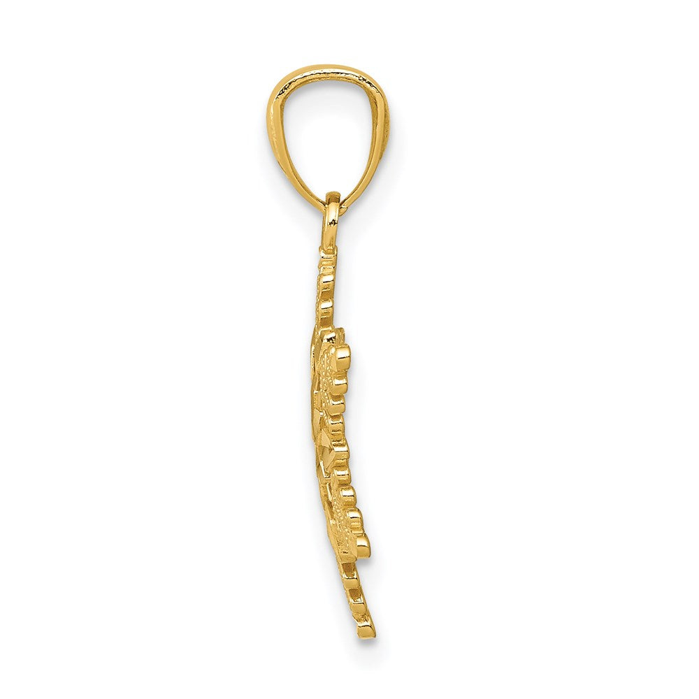 Million Charms 14K Yellow Gold Themed Diamond-Cut Polished Snowflake Pendant