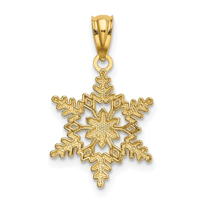 Million Charms 14K Yellow Gold Themed Diamond-Cut Polished Snowflake Pendant