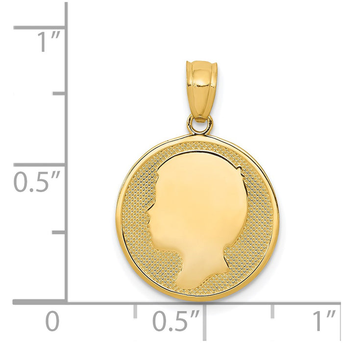 Million Charms 14K Yellow Gold Themed Polished Boy Facing Left Disc Charm
