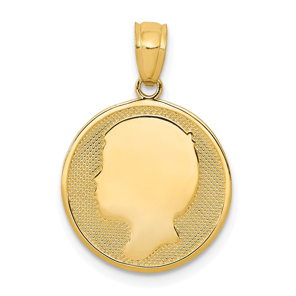 Million Charms 14K Yellow Gold Themed Polished Boy Facing Left Disc Charm